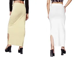 Women's Saree Shapewear/Petticoat. Drawstring Cotton Blended Shapewear dori Dress for Saree.Beige White M-thumb1