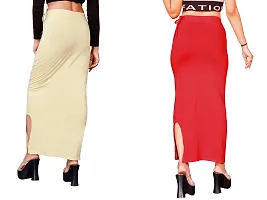 Women's Saree Shapewear/Petticoat. Drawstring Cotton Blended Shapewear dori Dress for Saree.Beige RED XL-thumb1