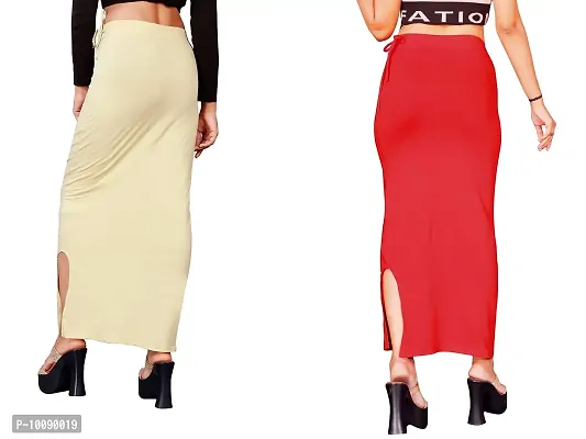 Women's Saree Shapewear/Petticoat. Drawstring Cotton Blended Shapewear dori Dress for Saree.Beige RED XL-thumb2