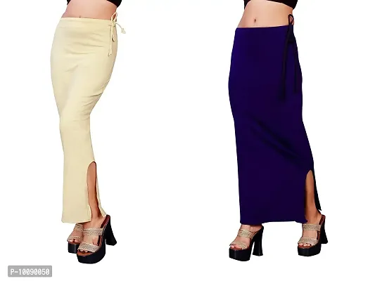Women's Saree Shapewear/Petticoat. Drawstring Cotton Blended Shapewear dori Dress for Saree.Beige NAVYBLUE 3XL-thumb0