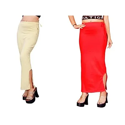 Women's Saree Shapewear/Petticoat. Drawstring Cotton Blended Shapewear dori Dress for Saree.Beige RED XL