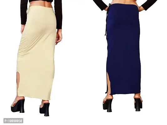Women's Saree Shapewear/Petticoat. Drawstring Cotton Blended Shapewear dori Dress for Saree.Beige NAVYBLUE 3XL-thumb2