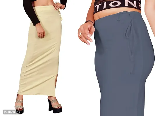 Women's Saree Shapewear/Petticoat. Drawstring Cotton Blended Shapewear dori Dress for Saree.Beige Grey XL-thumb4