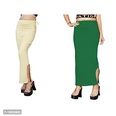 Women's Saree Shapewear/Petticoat. Drawstring Cotton Blended Shapewear dori Dress for Saree.Beige Green M-thumb0