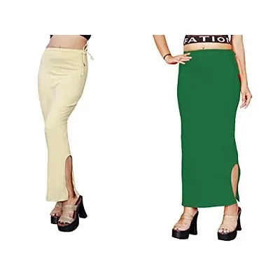 Women's Saree Shapewear/Petticoat. Drawstring Cotton Blended Shapewear dori Dress for Saree.Beige Green M