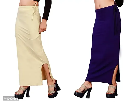 Women's Saree Shapewear/Petticoat. Drawstring Cotton Blended Shapewear dori Dress for Saree.Beige NAVYBLUE M-thumb3
