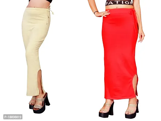 Women's Saree Shapewear/Petticoat. Drawstring Cotton Blended Shapewear dori Dress for Saree.Beige RED XL-thumb0