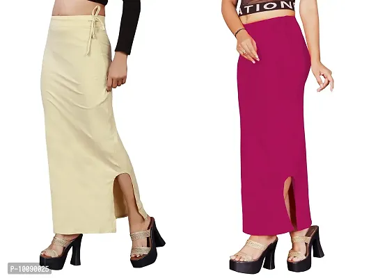 Women's Saree Shapewear/Petticoat. Drawstring Cotton Blended Shapewear dori Dress for Saree.Beige Rani M Pink-thumb4