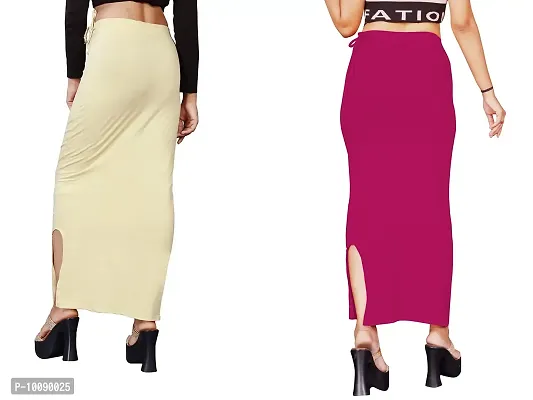 Women's Saree Shapewear/Petticoat. Drawstring Cotton Blended Shapewear dori Dress for Saree.Beige Rani M Pink-thumb2