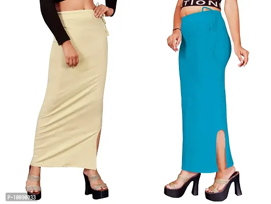 Women's Saree Shapewear/Petticoat. Drawstring Cotton Blended Shapewear dori Dress for Saree.Beige FIROZI XXL Blue-thumb3