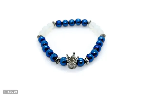 Syab Exports Blue Hematite Bracelet for Protection & Grounding Charm Crystal Bracelet for Men Women Boys and Girls