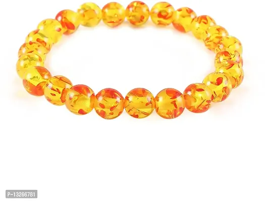 Syab Exports Natural Amber Handmade Gem Previous Reiki Healing Crystals Stretch 6mm-8mm Unisex Bracelet-thumb0