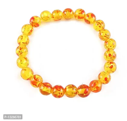 Syab Exports Natural Amber Handmade Gem Previous Reiki Healing Crystals Stretch 6mm-8mm Unisex Bracelet-thumb2