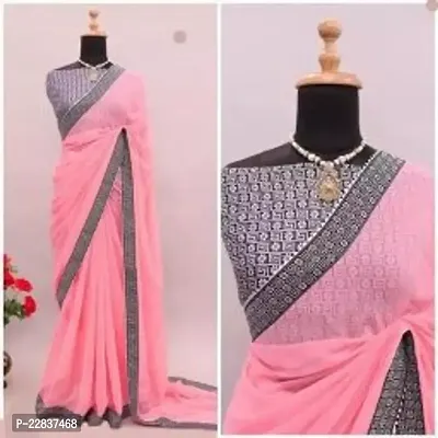 Stylish Fancy Designer Georgette Saree With Blouse Piece For Women-thumb0