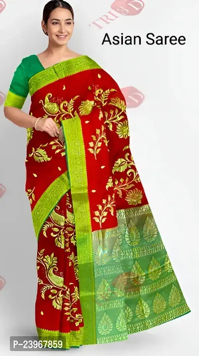 Beautiful Polyester Blend  Saree With Blouse Piece For Women