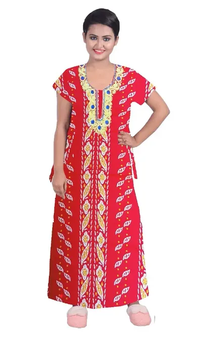 Womens Cotton Embroidery Nighty