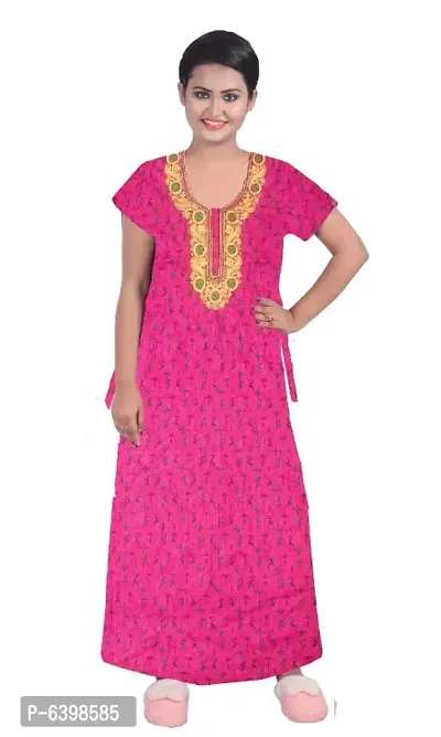 Womens Cotton Embroidery Nighty