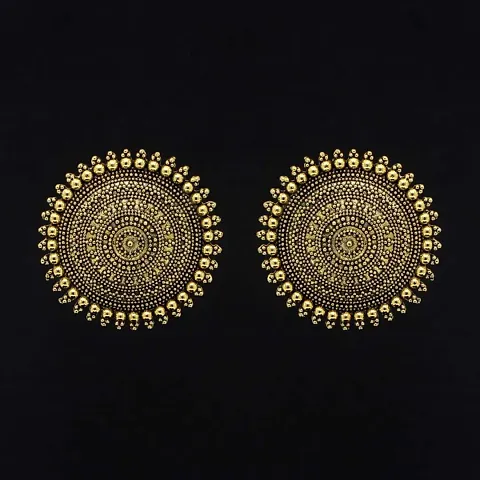 Oxidized Afghani Stone Studded Earrings; Traditional Ethnic Designer Earring Combo