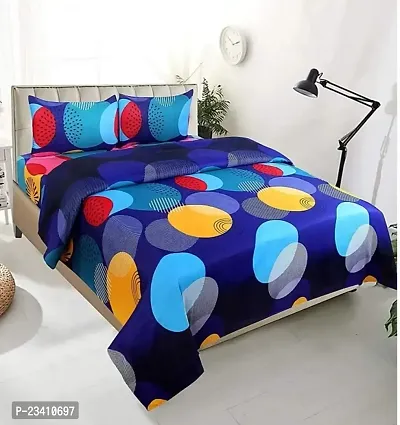 Kavya collection Present 140TC Blue Circle 90*90inch Pollycotton Double Bedsheet with 2 Pillow Covers