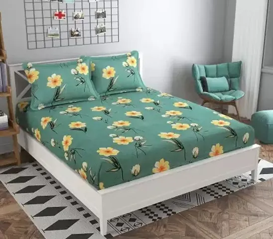 Microfiber Printed Double Bedsheet with 2 Pillow Covers