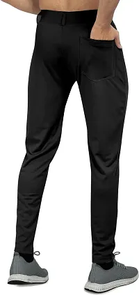 Fabulous Black Lycra Blend Solid Casual Trousers For Men-thumb1