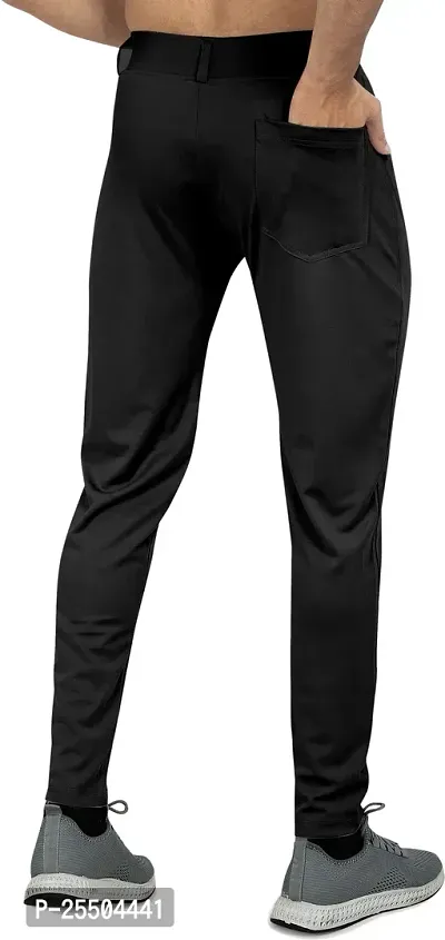 Fabulous Black Lycra Blend Solid Casual Trousers For Men-thumb2