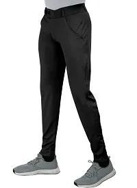 Fabulous Black Lycra Blend Solid Casual Trousers For Men-thumb2