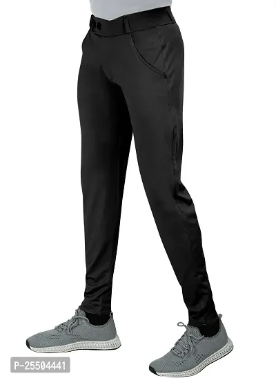 Fabulous Black Lycra Blend Solid Casual Trousers For Men-thumb3