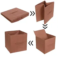 MBW Storage Organizer, Cube, Storage Box I Non-Woven Fabric Storage Box for Home Pack of 2, Brown-thumb3