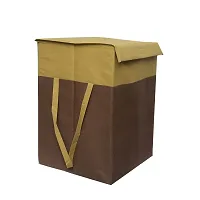 MBW Laundry Basket with Lid for Clothes, Organizer | Laundry Basket with Lid Big Size, Laundry Bag Foldable -Brown,Beige,75 Liters, 21.5*15*14 inches,Pack of 2(Polyester)-thumb3