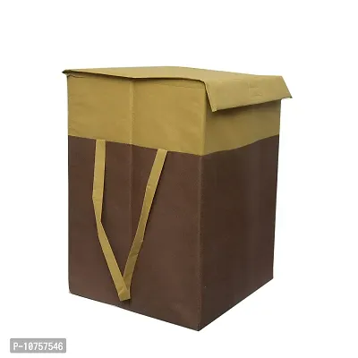 MBW Laundry Basket with Lid for Clothes, Organizer | Laundry Basket with Lid Big Size, Laundry Bag Foldable -Brown,Beige,75 Liters, 21.5*15*14 inches,Pack of 2(Polyester)-thumb4