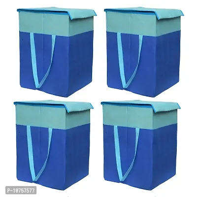 MBW Laundry Basket with Lid for Clothes, Organizer | Laundry Basket with Lid Big Size, Laundry Bag Foldable - Blue - 75 Liters, 21.5*15*14 inches - Pack of 4-thumb0