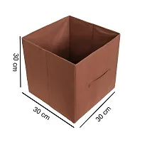 MBW Storage Organizer, Cube, Storage Box I Non-Woven Fabric Storage Box for Home Pack of 2, Brown-thumb1