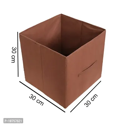 MBW Storage Organizer, Cube, Storage Box I Non-Woven Fabric Storage Box for Home Pack of 2, Brown-thumb2