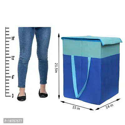 MBW Laundry Basket with Lid for Clothes, Organizer | Laundry Basket with Lid Big Size, Laundry Bag Foldable - Blue - 75 Liters, 21.5*15*14 inches - Pack of 4-thumb2