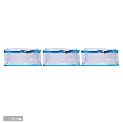 ABBASI Saree Cover Storage Bag Big for Clothes with Zip Organizer for Wardrobe, transparent Large Design Boxes(Pack of 3, Sky blue)