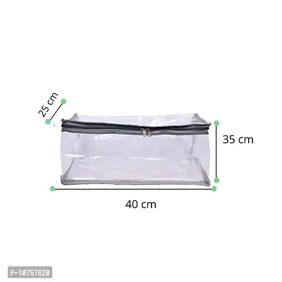 MBW Saree Cover Storage Bag Big for Clothes with Zip Organizer for Wardrobe, transparent Large Design Boxes (Pack of 9, Grey)-thumb2