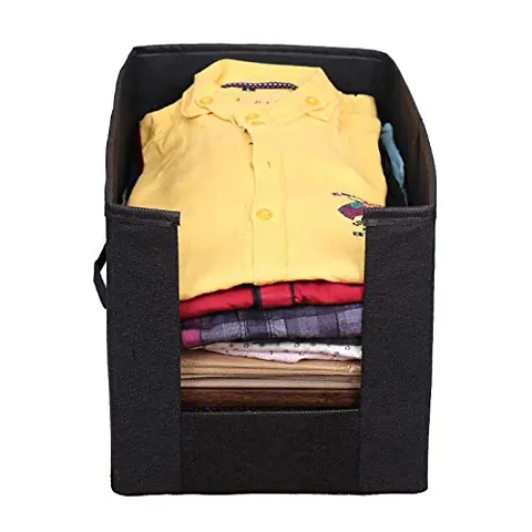 Non Woven Shirt Stacker Wardrobe Organizer Set (Black) (Pack Of 1)