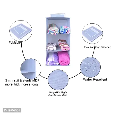 MBW Hanging Closet Organizer, Hanging Closet Organizer, Hanging Storage Shelves for Baby Room Cloth Hanging Shelves Collapsible, and Easy Mount (Pack of 6, 3 Shelves||Grey||)-thumb2