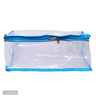 MBW Saree Cover Storage Bag Big for Clothes with Zip Organizer for Wardrobe, transparent Large Design Boxes(Pack of 12, Sky blue)