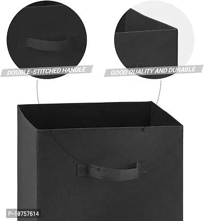 MBW Storage Organizer, Cube, Storage Box I Non-Woven Fabric Storage Box for Home Pack of 2, Black-thumb3