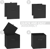 MBW Storage Organizer, Cube, Storage Box I Non-Woven Fabric Storage Box for Home Pack of 2, Black-thumb1