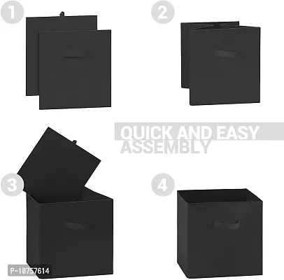 MBW Storage Organizer, Cube, Storage Box I Non-Woven Fabric Storage Box for Home Pack of 2, Black-thumb2