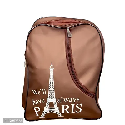 MBW School Bag for Girls  School Bag Pack Plain Eiffel Tower printed Brown-thumb0