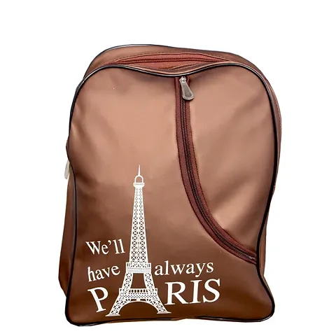 MBW School Bag for Girls  School Bag Pack Plain Eiffel Tower printed Brown