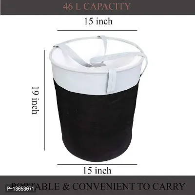 ABBASI Laundry Hamper Extra Large  Tall Collapsible Laundry Basket with Waterproof Coating Dirty Clothes Storage Baskets with Handles Foldable Toy Laundry Bag (pack of 2, Black  Grey)-thumb2