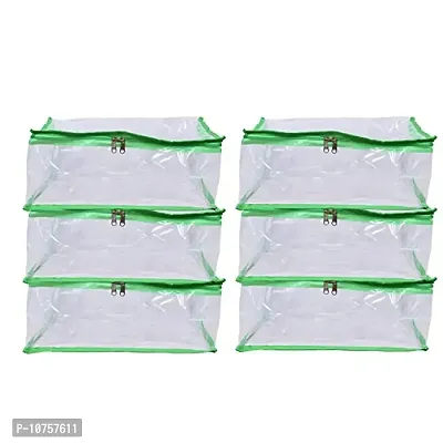 MBW Saree Cover Storage Bag Big for Clothes with Zip Organizer for Wardrobe, transparent Large Design Boxes (Pack of 9, Green)-thumb0