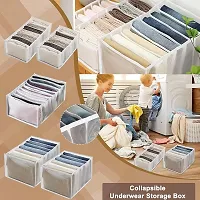 ABBASI Wardrobe Clothes Organizers, 7 Grids Compartment Storage Box, Washable Foldable Drawer Storage for Baby Clothes, Underwear, T-Shirts-thumb2