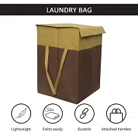 MBW Laundry Basket with Lid for Clothes, Organizer | Laundry Basket with Lid Big Size, Laundry Bag Foldable -Brown,Beige,75 Liters, 21.5*15*14 inches,Pack of 2(Polyester)-thumb2