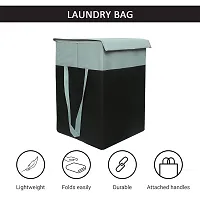 MBW Laundry Basket with Lid for Clothes, Organizer | Laundry Basket with Lid Big Size, Laundry Bag Foldable - Black and Gray - 75 Liters, 21.5*15*14 inches - Pack of 2-thumb2